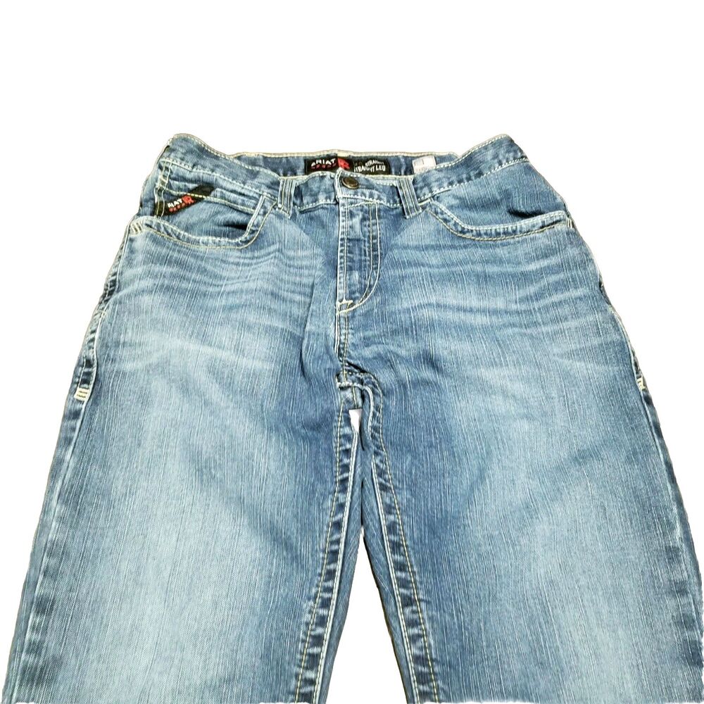Ariat M5 Jeans Men's Size 33x32 FR Straight Leg Blue Faded Stretch Denim (32x31) - Picture 2 of 5